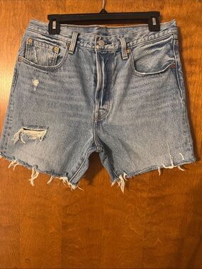 Levi's Light Blue Distressed Denim Cutoff Shorts 501 size 31
